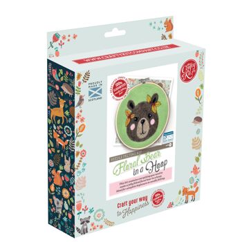 Ours floral dans un kit d'artisanat en feutre aiguille cerceau 3