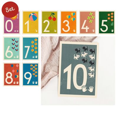 SET: tarjetas de números (11 motivos, 10 tarjetas cada uno)