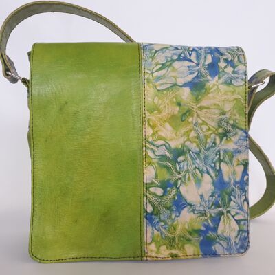 Duo-tas melange groen-blauw (natuurlijk gelooid)