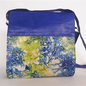 Duo-tas melange blauw -groen (natuurlijk gelooid)