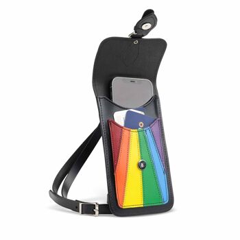 Pochette pour téléphone portable en cuir faite à la main Pride Plus - Arc-en-ciel 5