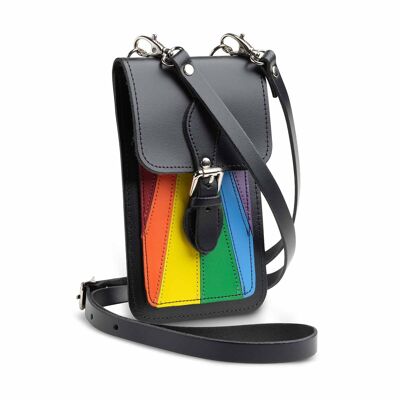 Handgefertigte Handytasche aus Leder Pride Plus – Regenbogen