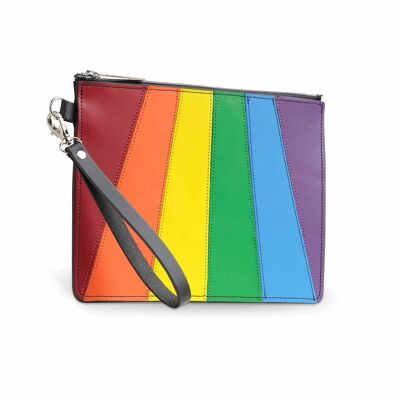 Estuche Folio de Cuero Hecho a Mano - Pride Rainbow