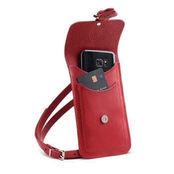 Pochette pour téléphone portable en cuir fait main Plus - Rouge 5