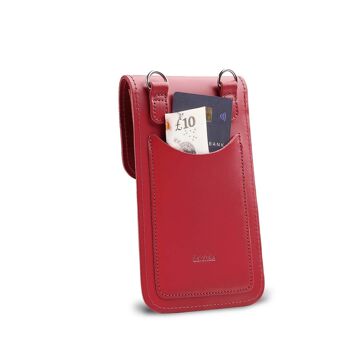Pochette pour téléphone portable en cuir fait main Plus - Rouge 6