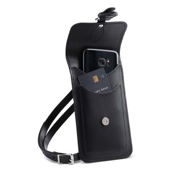 Pochette pour téléphone portable en cuir fait main Plus - Noir 6