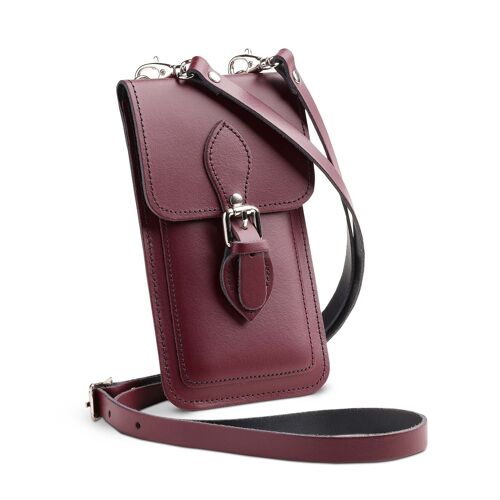 Handmade Leather Mobile Phone Pouch  Plus - Marsala Red