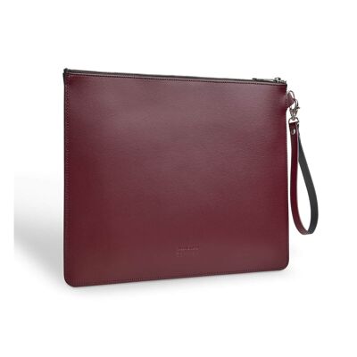 Estuche Folio de Cuero Hecho a Mano - Rojo Marsala Pequeño