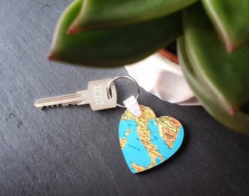 Personalised Map Heart Keyring