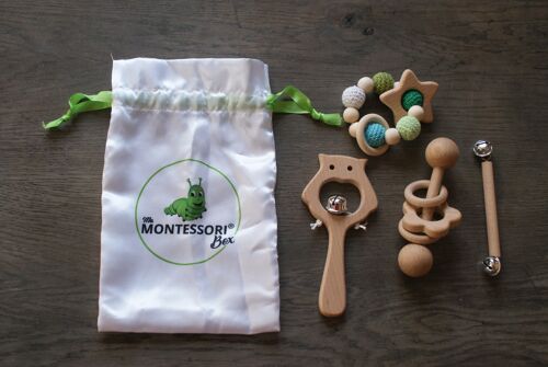 Lot de 4 hochets Montessori pour bébés