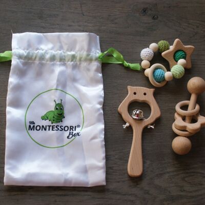 Set of 4 Montessori rattles for babies