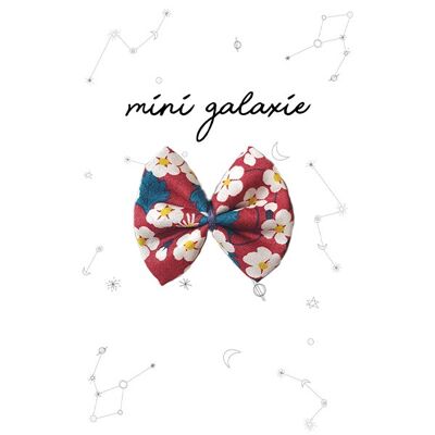 Mini bow barrette - Liberty Mitsi hibiscus