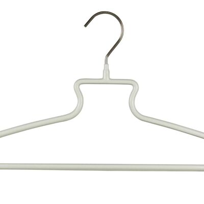 Clothes hanger SHE with skirt hook and bar, white, 41 cm