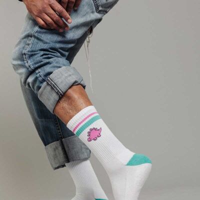 Chaussettes dinosaures RUNDY blanc