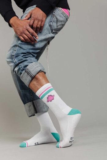 Chaussettes dinosaures RUNDY blanc 1