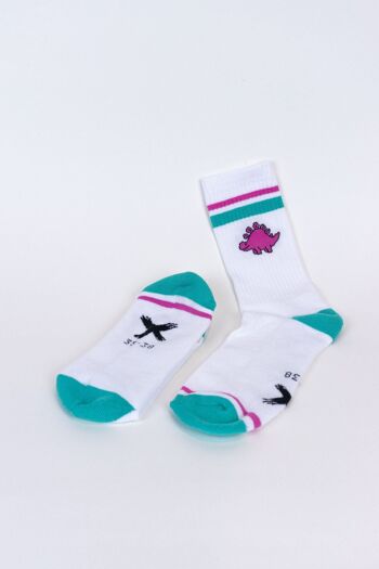 Chaussettes dinosaures RUNDY blanc 3