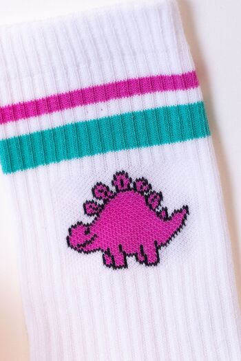 Chaussettes dinosaures RUNDY blanc 4