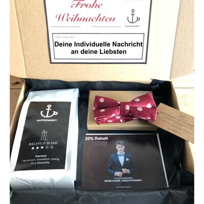 Geschenkbox Kaffee & Fliege Santa Rot