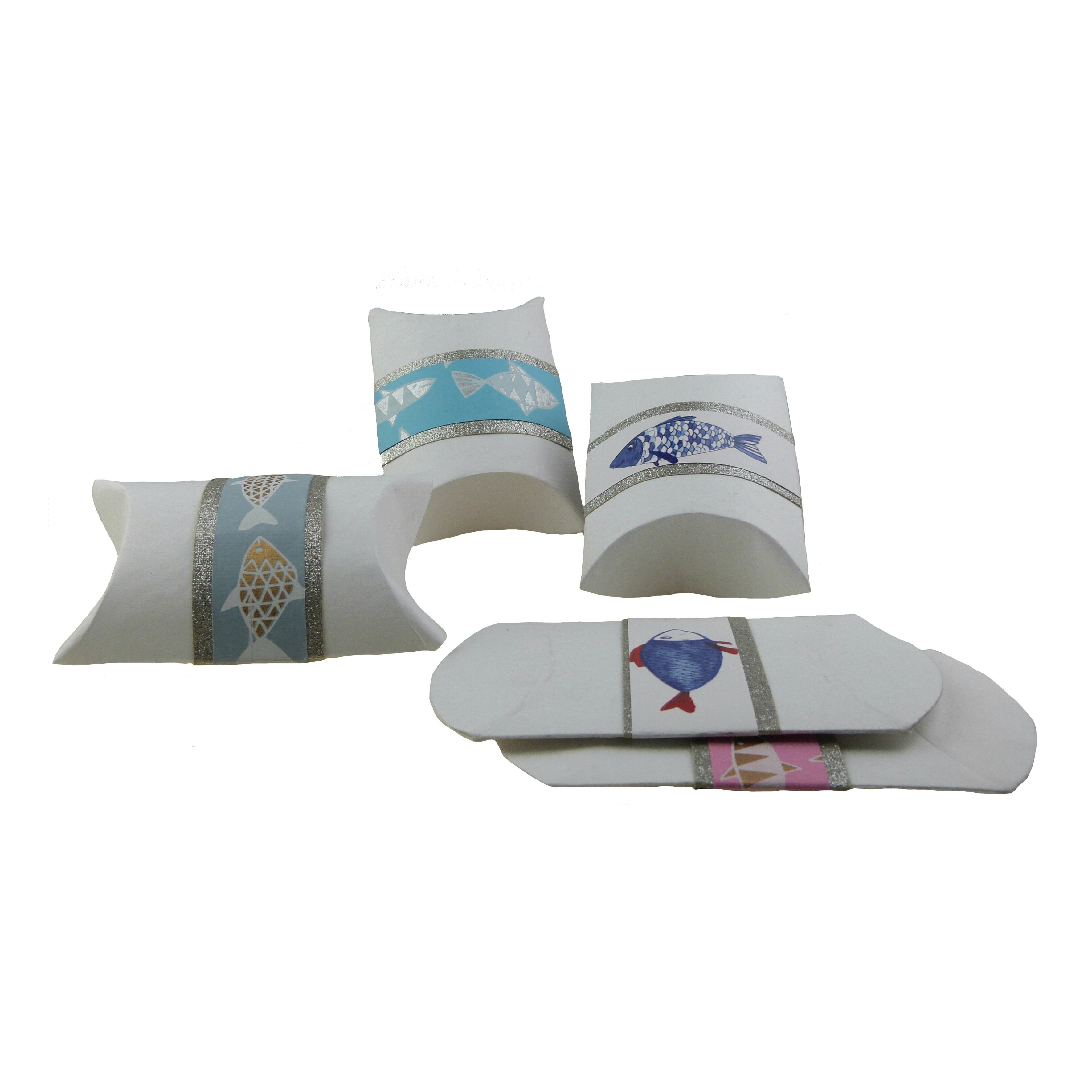 Borsa Berlingot per gioielli in carta con motivo pesce