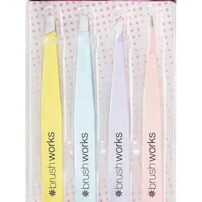 Brushworks HD 4 Piece Combination Tweezer Set - Mixed