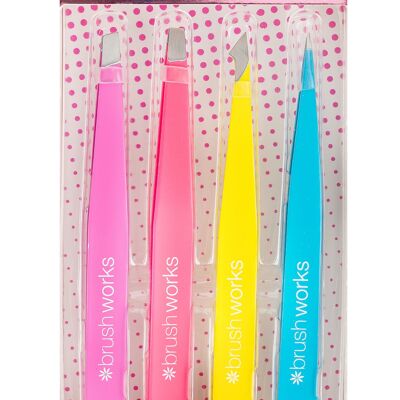 Set di pinzette combinate da 4 pezzi Brushworks - Neon