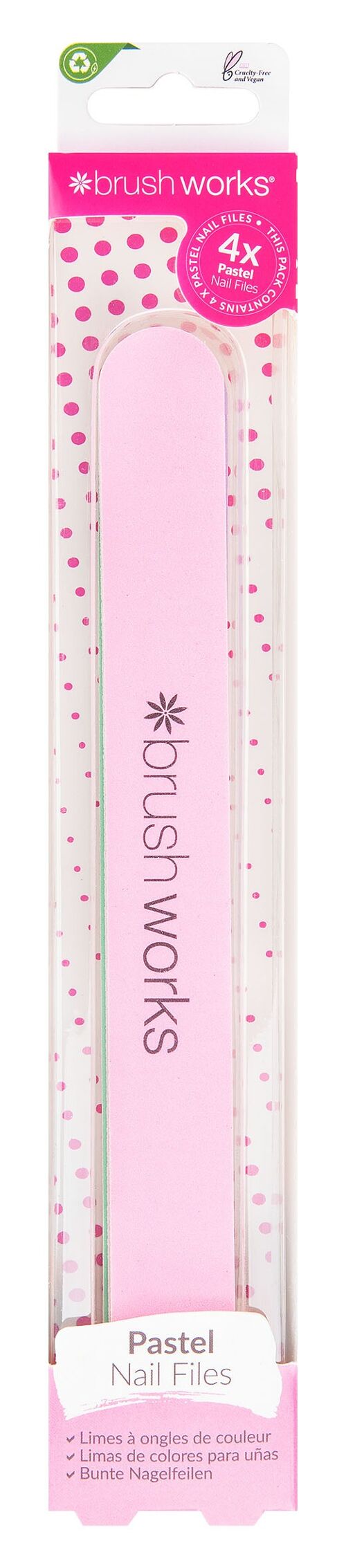 Brushworks Pastel Coloured Nail Files - 4 Pack