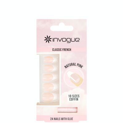 Invogue Pink French Coffin Nails (24 Pieces)