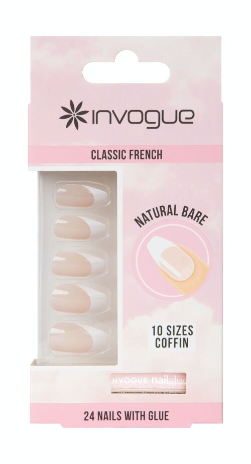 Invogue Bare French Coffin Nails (24 Pieces)