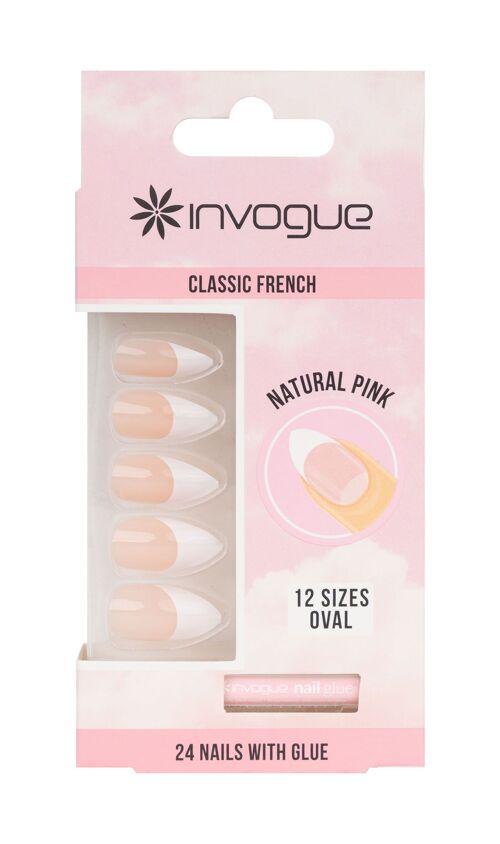 Invogue Pink French Oval Nails (28 Pieces)