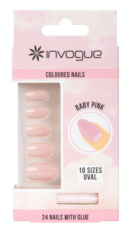 Invogue Baby Pink Oval Nails (24 Pieces)