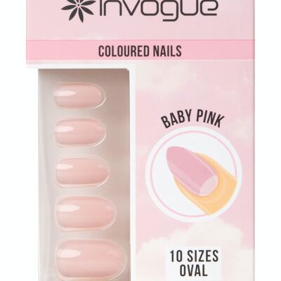 Unghie ovali rosa baby Invogue (24 pezzi)