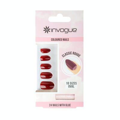 Ongles ovales Invogue Rouge (24 pièces)