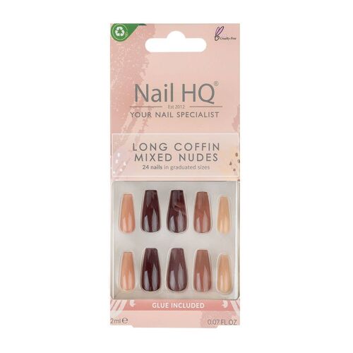 Nail HQ Long Coffin Mixed Nude Nails (24 Pieces)