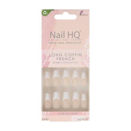 Nail HQ Long Coffin French Nails (24 Pieces)