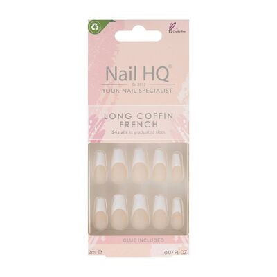 Nail HQ Long Coffin French Nails (24 Pieces)