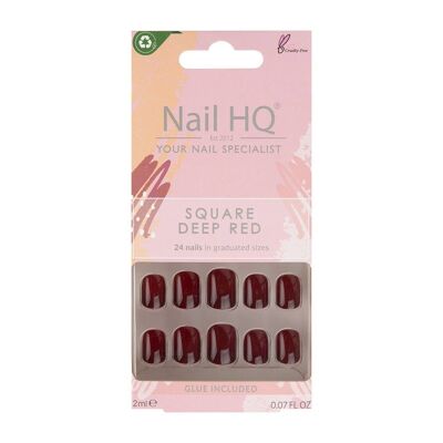 Nail HQ Clavos Cuadrados Rojo Profundo (24 Piezas)