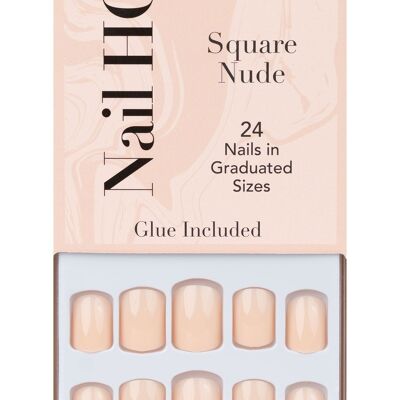 Nail HQ Uñas Nude Cuadradas (24 Piezas)