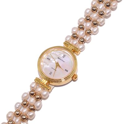 Reloj elaborado con auténticas perlas cultivadas de agua dulce.