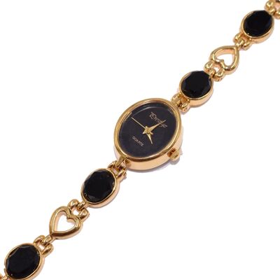 Facet-cut onyx wristwatch