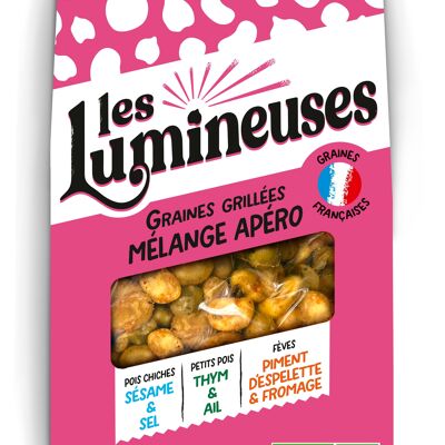 Roasted aperitif seeds - ORGANIC - Chickpeas, sesame & salt - Peas, thyme & garlic - Broad beans, Espelette pepper & cheese 90g - GLUTEN FREE