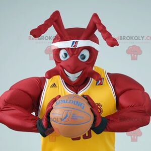 Mascotte de buffle marron REDBROKOLY en tenue de sport / REDBROKO_01120