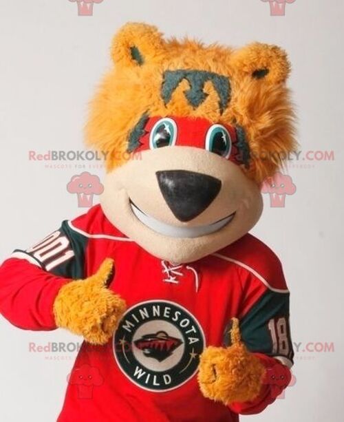 Brown bear REDBROKOLY mascot dressed as a king / REDBROKO_01255