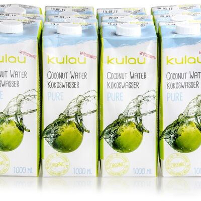 12 x KULAU organic coconut water PURE 1 l