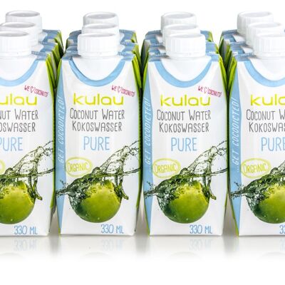 12 x Eau de coco biologique KULAU PURE 330 ml