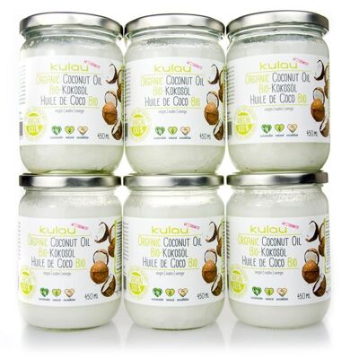 6 × KULAU organic coconut oil 450 ml