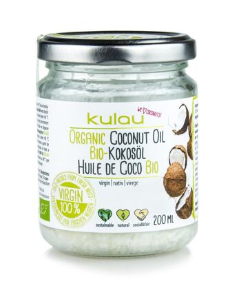 6 × huile de coco bio KULAU 200 ml 2