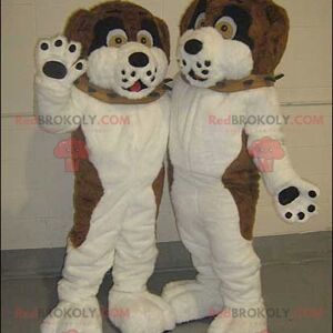 Mascotte de tigre beige REDBROKOLY en tenue de sport bleue / REDBROKO_01439