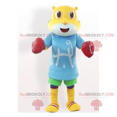 Mascotte d'oiseau aigle bleu REDBROKOLY en tenue de sport / REDBROKO_01680