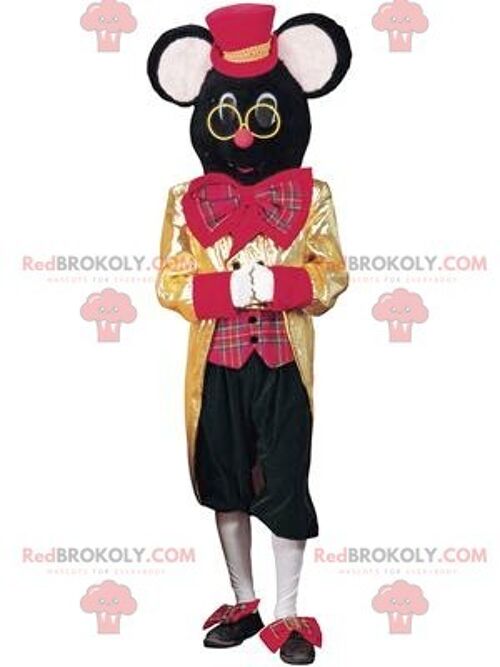 REDBROKOLY mascot beautiful white and pink rabbit with a circus vest / REDBROKO_01698