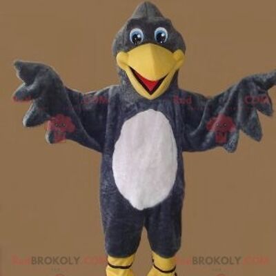 Aquila avvoltoio grigio REDBROKOLY mascotte vestita di blu / REDBROKO_01801